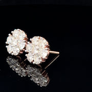 14k Rose gold flower diamond earrings NATURAL
